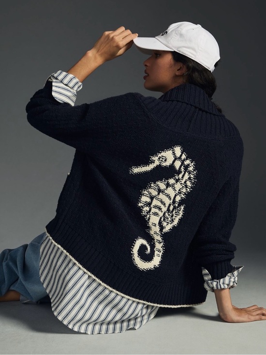 Maeve Sweaters - Anthropologie Maeve Seahorse Cardigan M